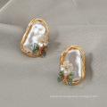 Shangjie OEM aretes para mujeres Baroque Pearl Butterfly Creative Fashion Earrings gold plated earings